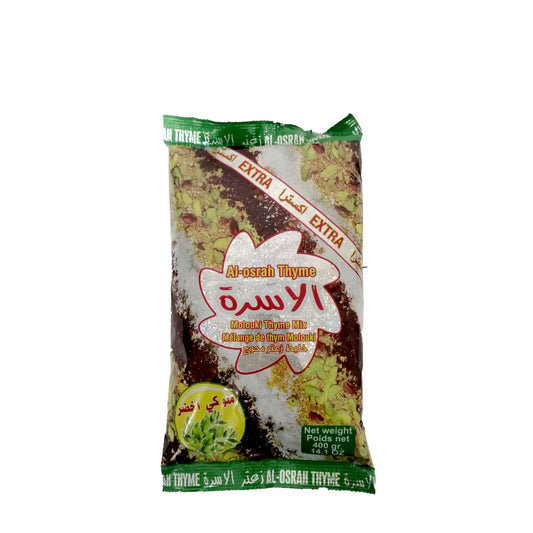 Al Osrah Green Aleppo Thyme Mix 400 g   الاسرة خليط زعتر أخضر محوج اكسترا