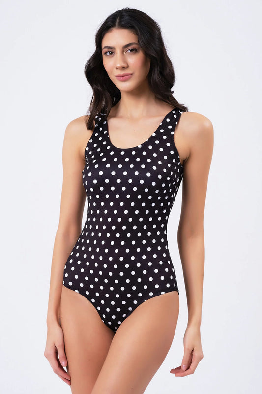 Vawensea Women's Polka Dot Print Black Swimsuits
