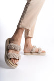 NexaNook Women's Rope Drawstring High Sole Straw Slippers