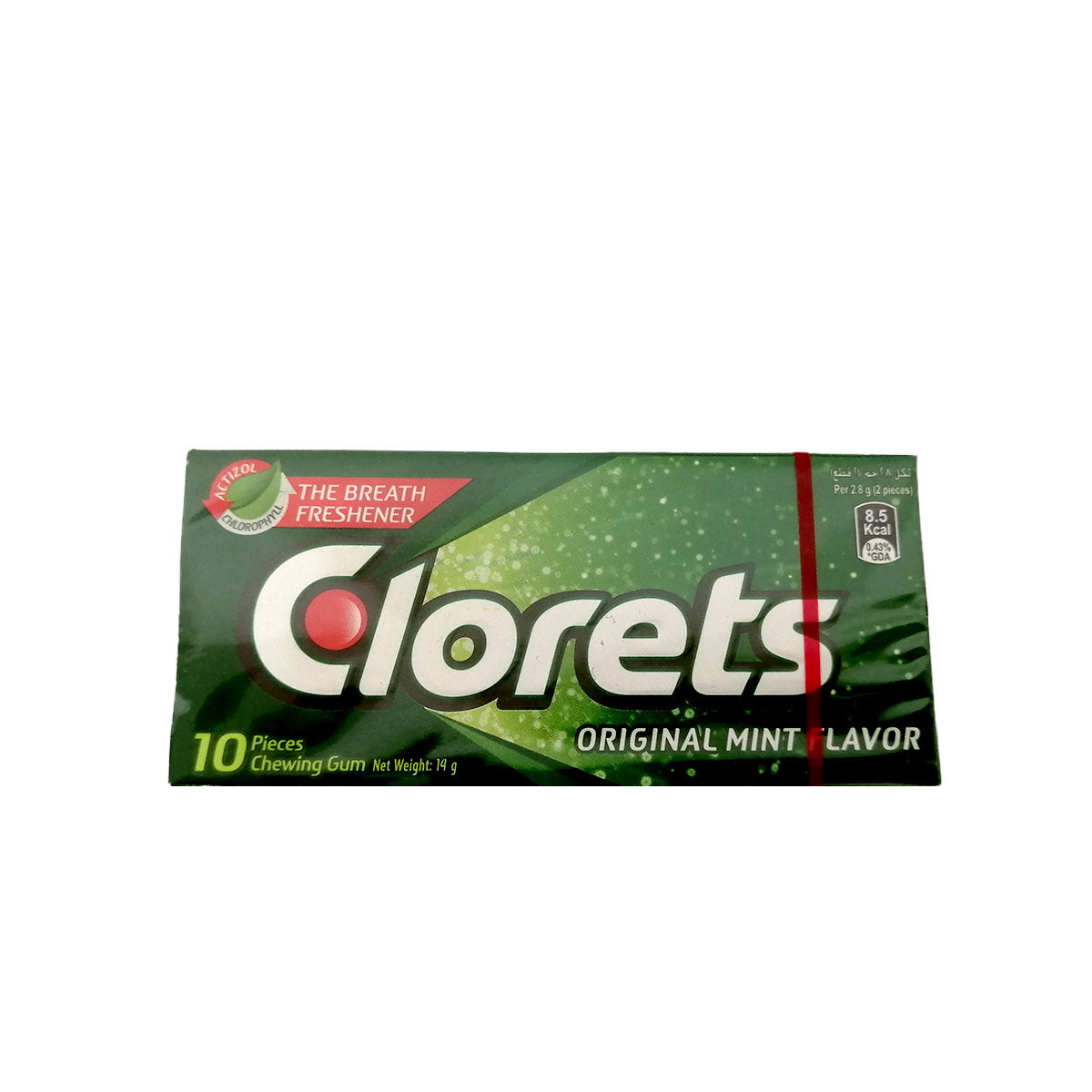 Chlorets Original Mint Flavor Chewing Gum 10 Pieces  كلورتس نكهة النعناع الأصلي علكة ١٠ قطع