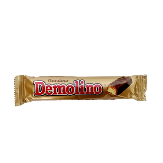 Gandour Demolino Biscuit Bar & Caramel Coated In Milky Chocolate 30 g غندور ديمولينو قطعة بسكويت وكراميل مغلفة بطعم الشوكولا الحليب الرائع