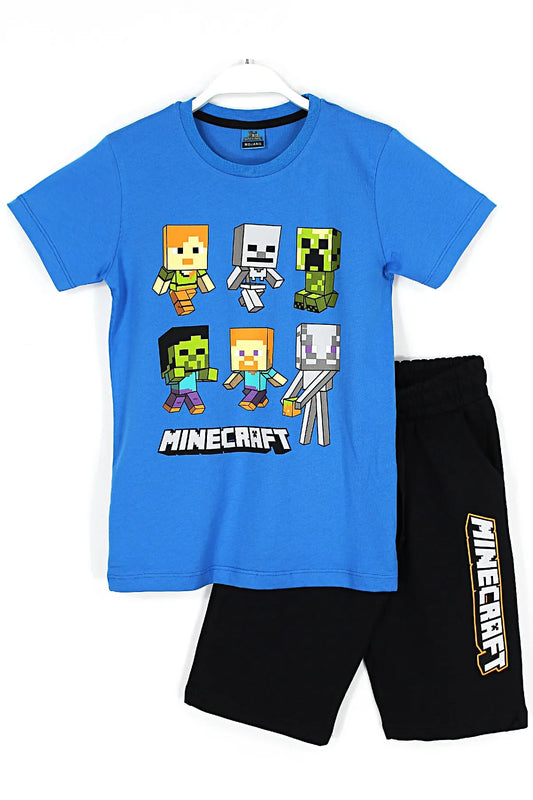 Minecraft Boy's Characters Printed Capri T-shirt Sets
