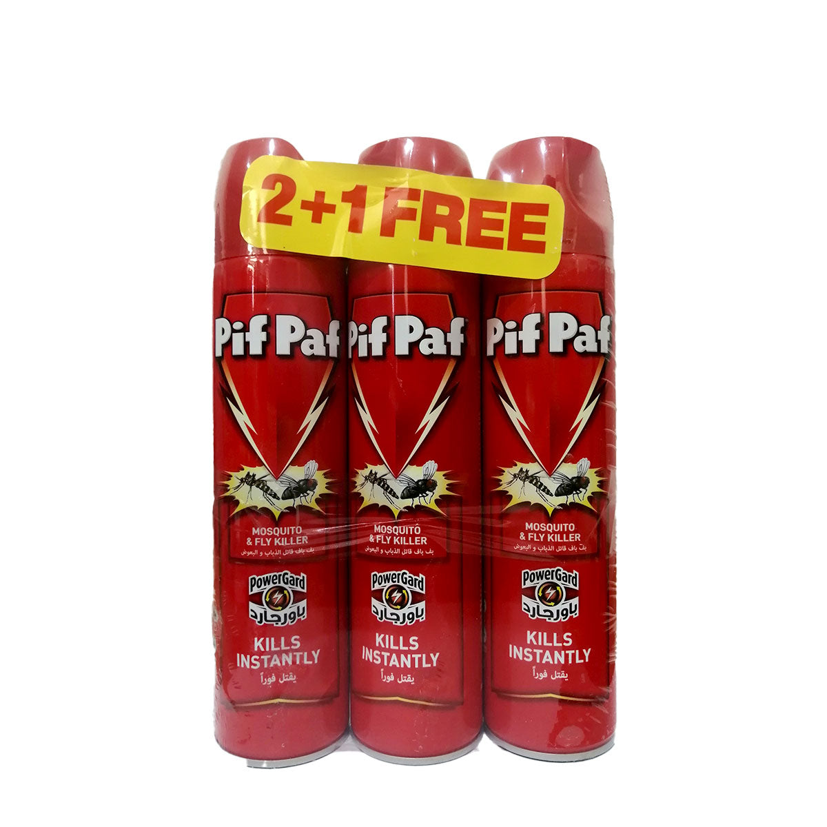 Pif Paf Mosquito & Fly Killer PowerGard Kills Instantly 400 x 3 ml 2+1 Free بيف باف قاتل البعوض والذباب باورجارد يقتل فورًا 2 + 1 مجانا
