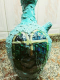 Soleil.handcraft Handmade Green,Blue &Yellow Water Pottery Jug 28cm high