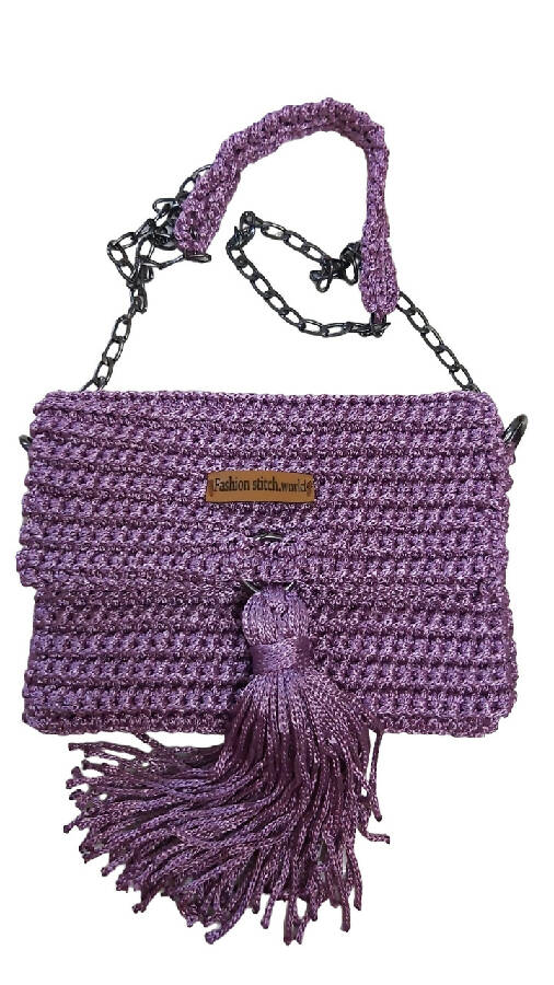 Fashion Stitch Girl's Purple Crochet Cross Bag For Kids Between 8 & 15 Years Old