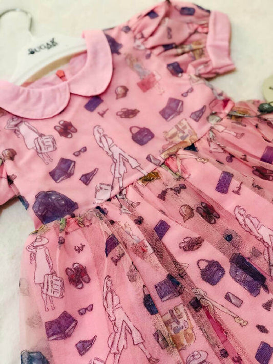 Rita Fashion Kids Turkish Pink Dress For Girls Size 3.4.5 y