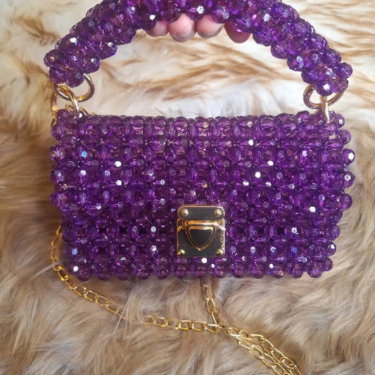 Lulua Stitches Handmade Purple Beaded Bag