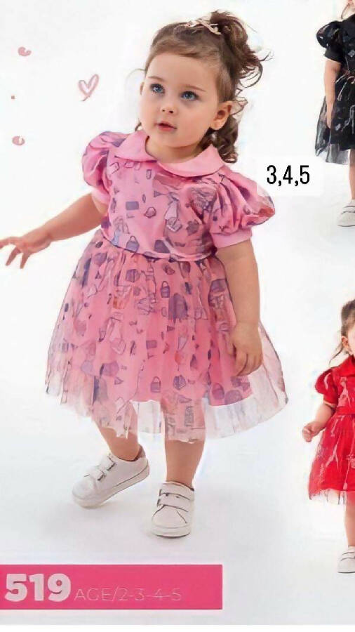 Rita Fashion Kids Turkish Pink Dress For Girls Size 3.4.5 y