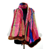 Rita Raphael Hand Made Wool Shawl With Fur For Woman