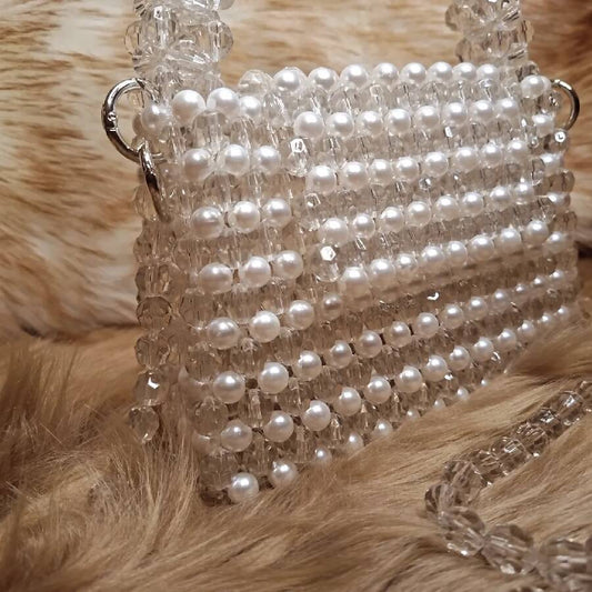 Lulua Stitches Handmade Crystal And Pearl Beaded Bag