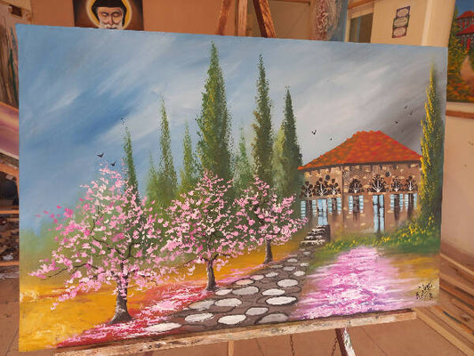 Mohammad Houmani Art Lebanese Handmade Painting Inspired by The Lebanese Heritage 110 x 70 cm