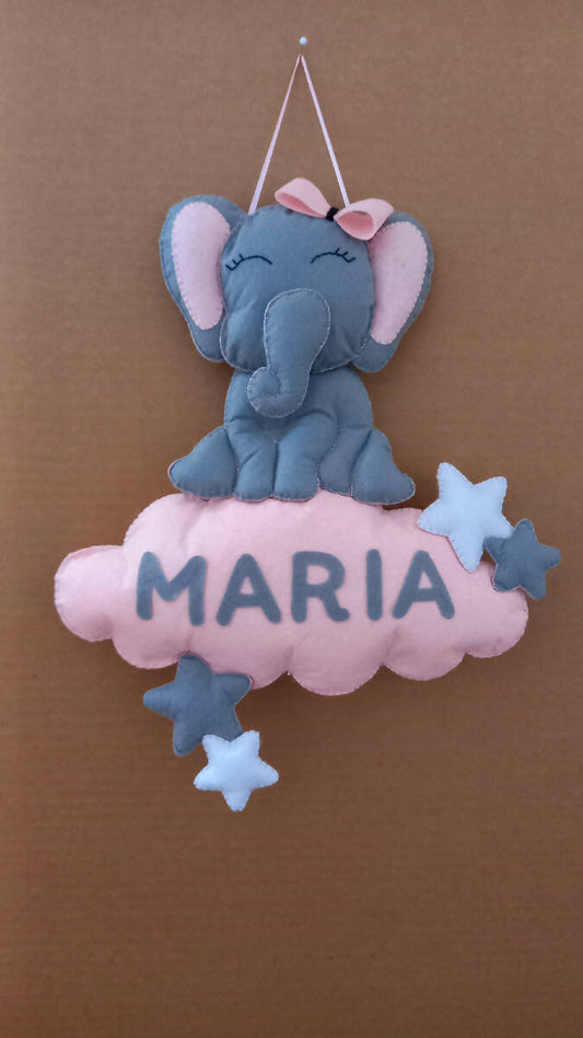 Crenay Handmade Elephant Theme Kids Wall Name Hanger