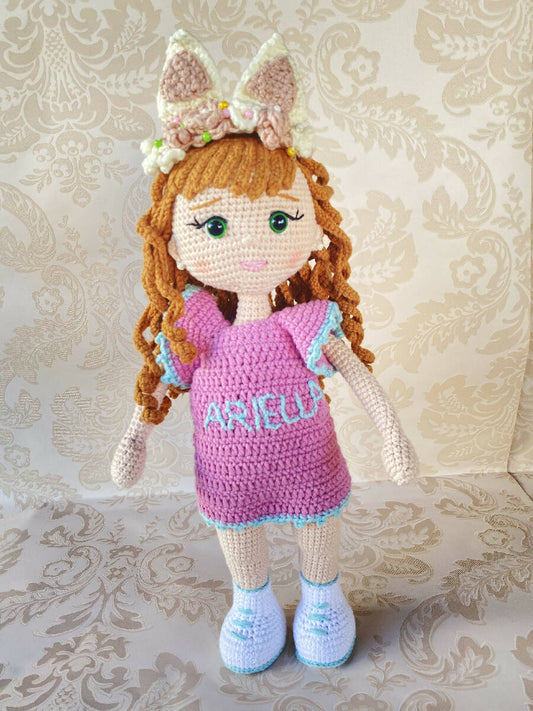 Handmade By Noha Handmade Crochet Doll Ariella weight 90gr Height 35 Cm