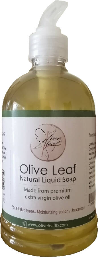 OLIVE LEAF Handmade Liquid Soap Extra Virgin Olive Oil Unscented 500 ml