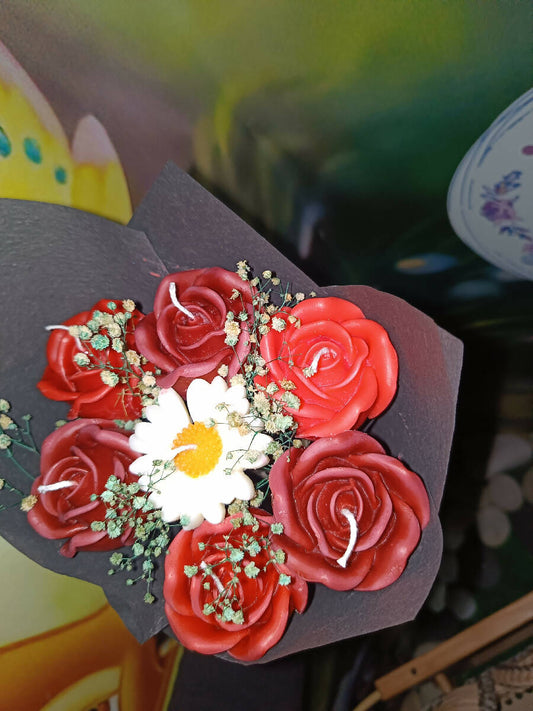 HJ Handmade Valentine Flower Candle Bouquet