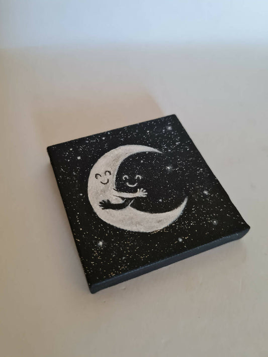 Fatateesh's Black Mini Canvas Moon Painting