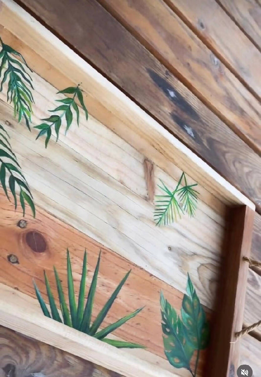 ArtVibes Hand Painted Tropical Wood Tray