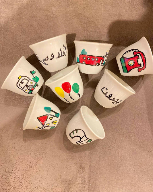 ArtVibes Hand Painted Old Beirut coffee cups Set (6 cups)
