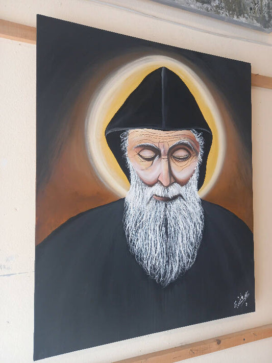 Mohammad Houmani Art Lebanese Handmade Saint Charbel 110 x 80 cm