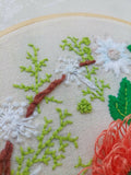 Divine Threads Handmade Floral Wreath Embroidery Hoop Art / 24 cm