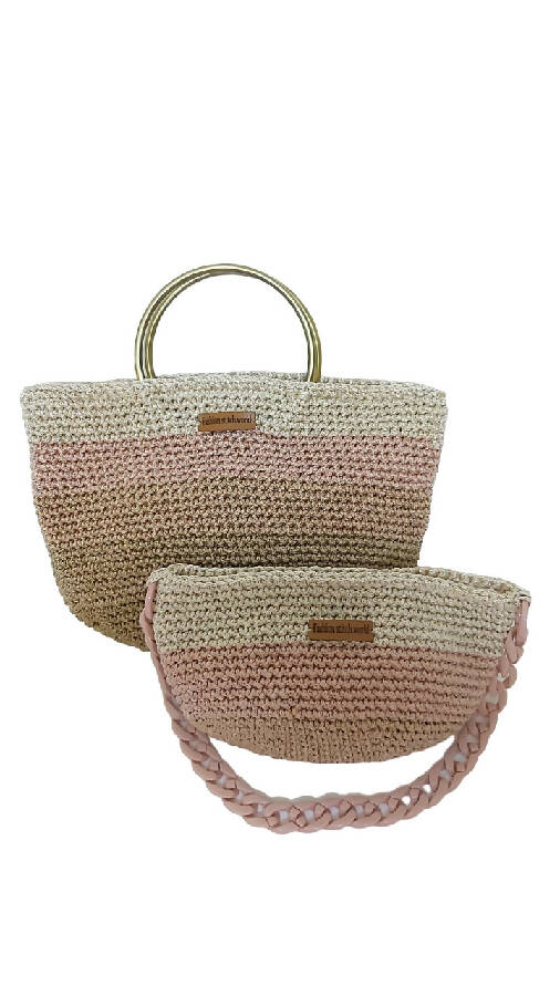 Fashion Stitch Women's Rose Basket Crochet Hand Bag For Ladies