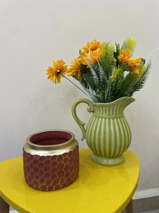 Massa Flowers Pottery Vase, Very Heavy Quality, Length: 16cm, Diameter: 13cm