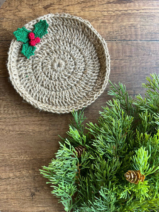 Halartizian Handmade Circular Crochet Christmas Trivet