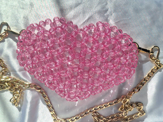 Lulua Stitches Handmade Heart Shaped Beaded Bag