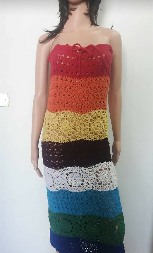Janine Handmade Crochet Women's Multicolor Dress