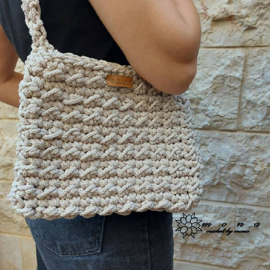 Crochet by Mona Handmade Flower Crochet Handbag Dimensions 26x21cm