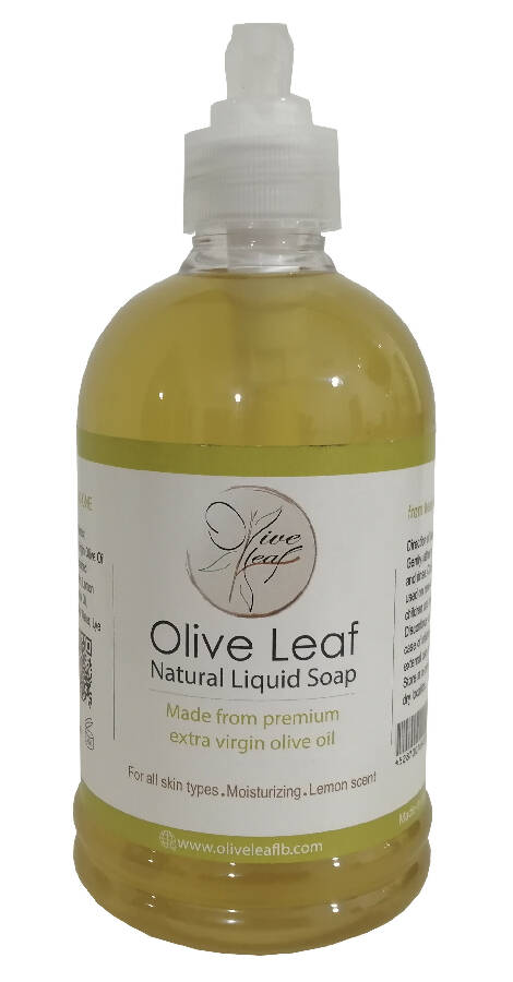 OLIVE LEAF Handmade Liquid Soap Extra Virgin Olive Oil Lemon Essential Oil 500ml