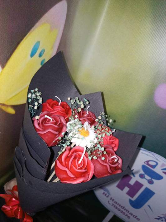 HJ Handmade Valentine Flower Candle Bouquet