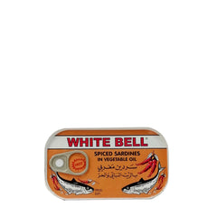 White Bell Spiced Sardines In Vegetable Oil 125 g وايت بل سردين مغربي بالزيت النباتي والحر