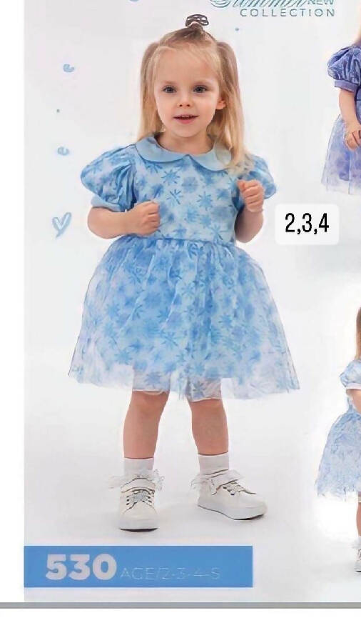 Rita Fashion Kids Turkish Blue Dress For Girl size 2 y 3 y 4 y