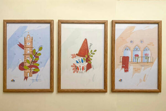 Baladi in Frames Handmade "Blooming Heritage" 3 Paintings