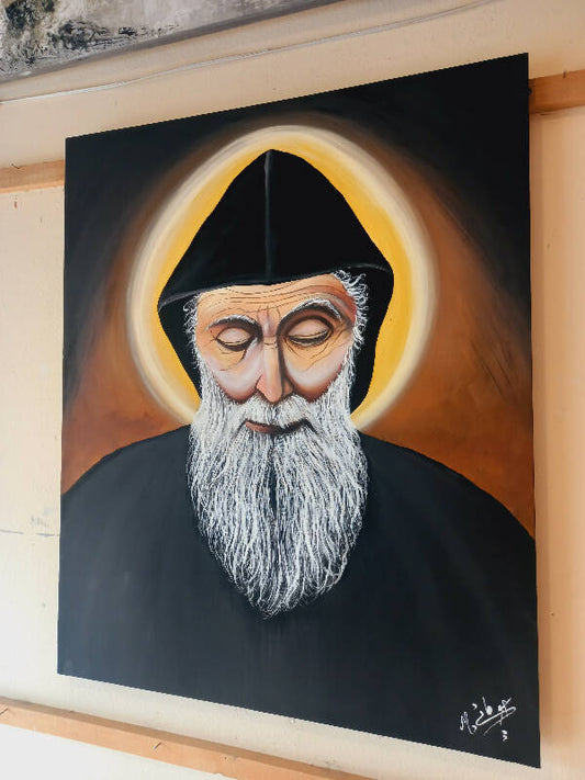 Mohammad Houmani Art Lebanese Handmade Saint Charbel 110 x 80 cm