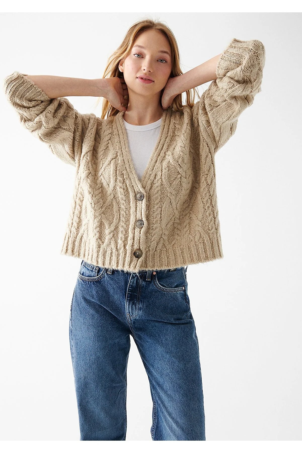 Blue Women's Beige Cardigan