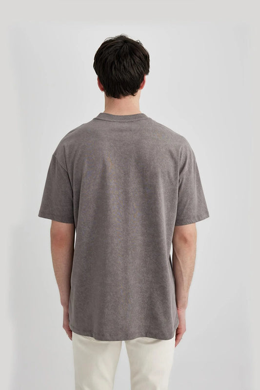 Defacto Men's Boxy Fit Crew Neck Printed T-Shirt