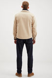Grimelange Men's Beige Regular Fit Thick Stitching Fabric Jacket
