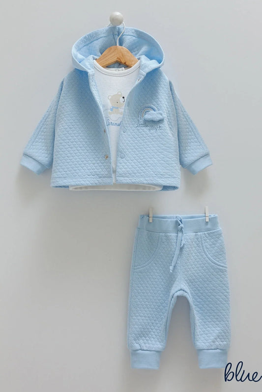 Caramell Baby Boy Blue 100% Cotton Cool Boy Quilted 3-Piece Set