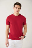 Avva Men's Red 100% Cotton Breathable Crew Neck Standard Fit Regular Cut T-shirt