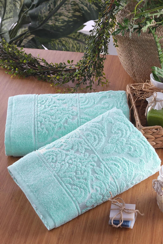 Zeynep Textile Bathroom Green Soft Set of 2 50x90 Cm Hand & Face Towels