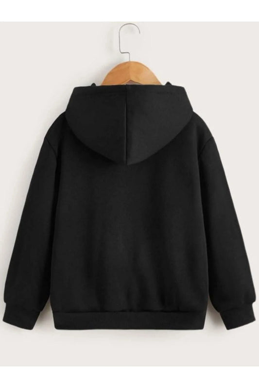 Vask Boy's Black Hooded Naruto Print Sweatshirt