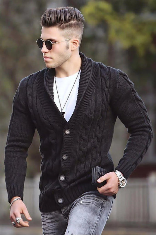 Madmext Men's Black Knitted Cardigan