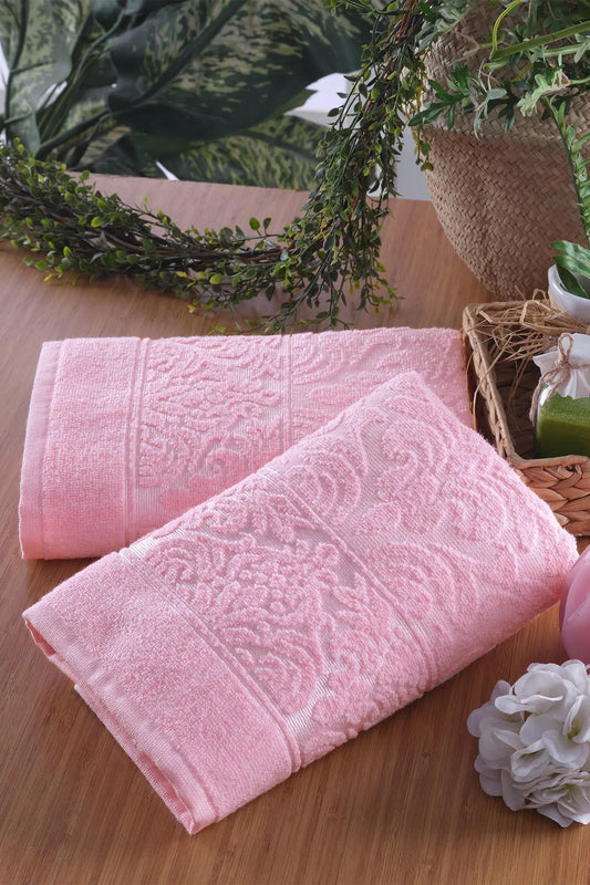 Zeynep Textile Bathroom Pink Soft Set of 2 50x90 Cm Hand & Face Towels