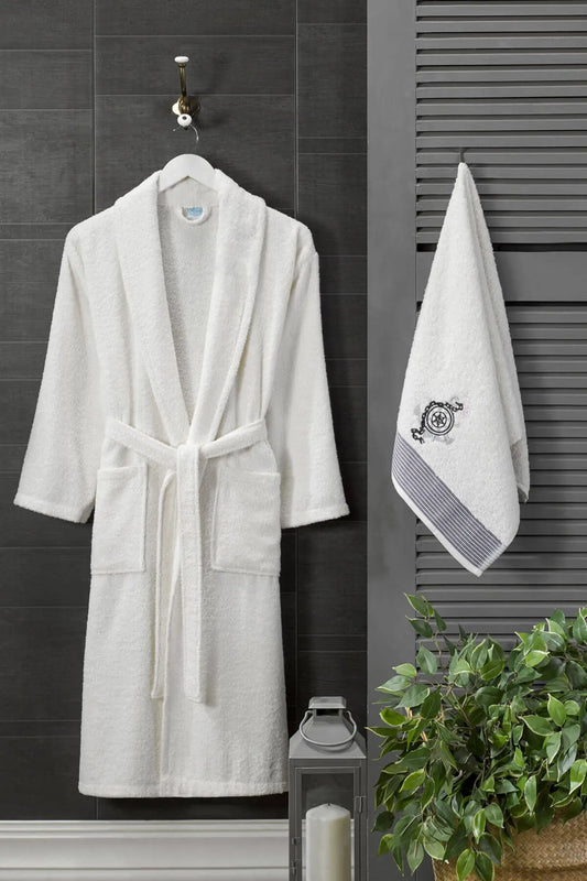 Elmira Textile Women's White Cotton Towel Bathroom Bathrobe
