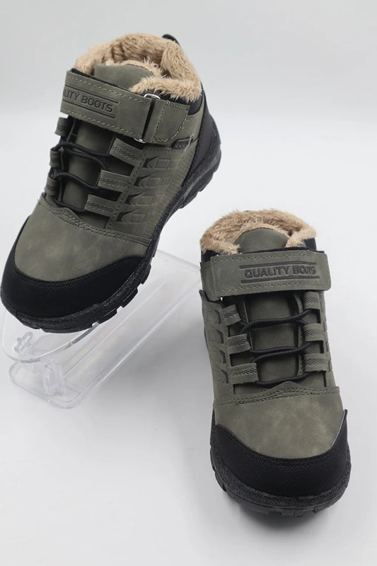 Nazenintasarımlar Boy's Khaki Woolen Cold Resistant Winter Daily Boots