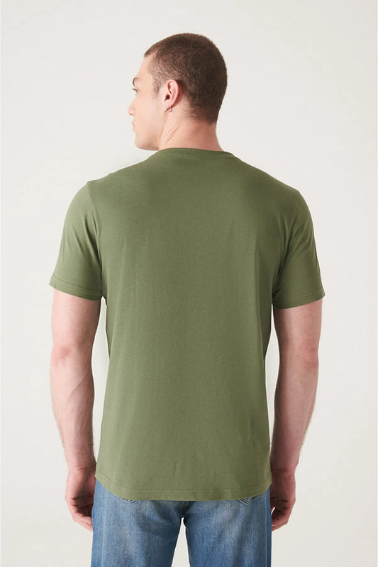 Avva Men's Khaki 100% Cotton Breathable Crew Neck Standard Fit Regular Cut T-shirt