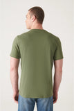 Avva Men's Khaki 100% Cotton Breathable Crew Neck Standard Fit Regular Cut T-shirt