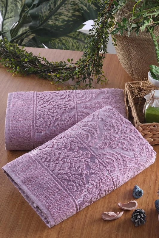 Zeynep Textile Bathroom Purple Soft Set of 2 50x90 Cm Hand & Face Towels